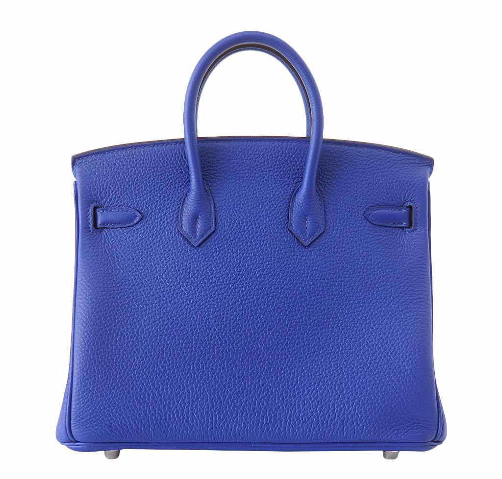 Hermes Birkin 25 Bleu Electric Togo Leather Palladium Hardware