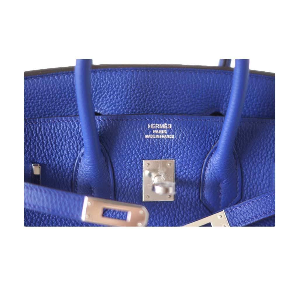 Hermes Birkin 25 Bleu Electric Togo Leather Palladium Hardware