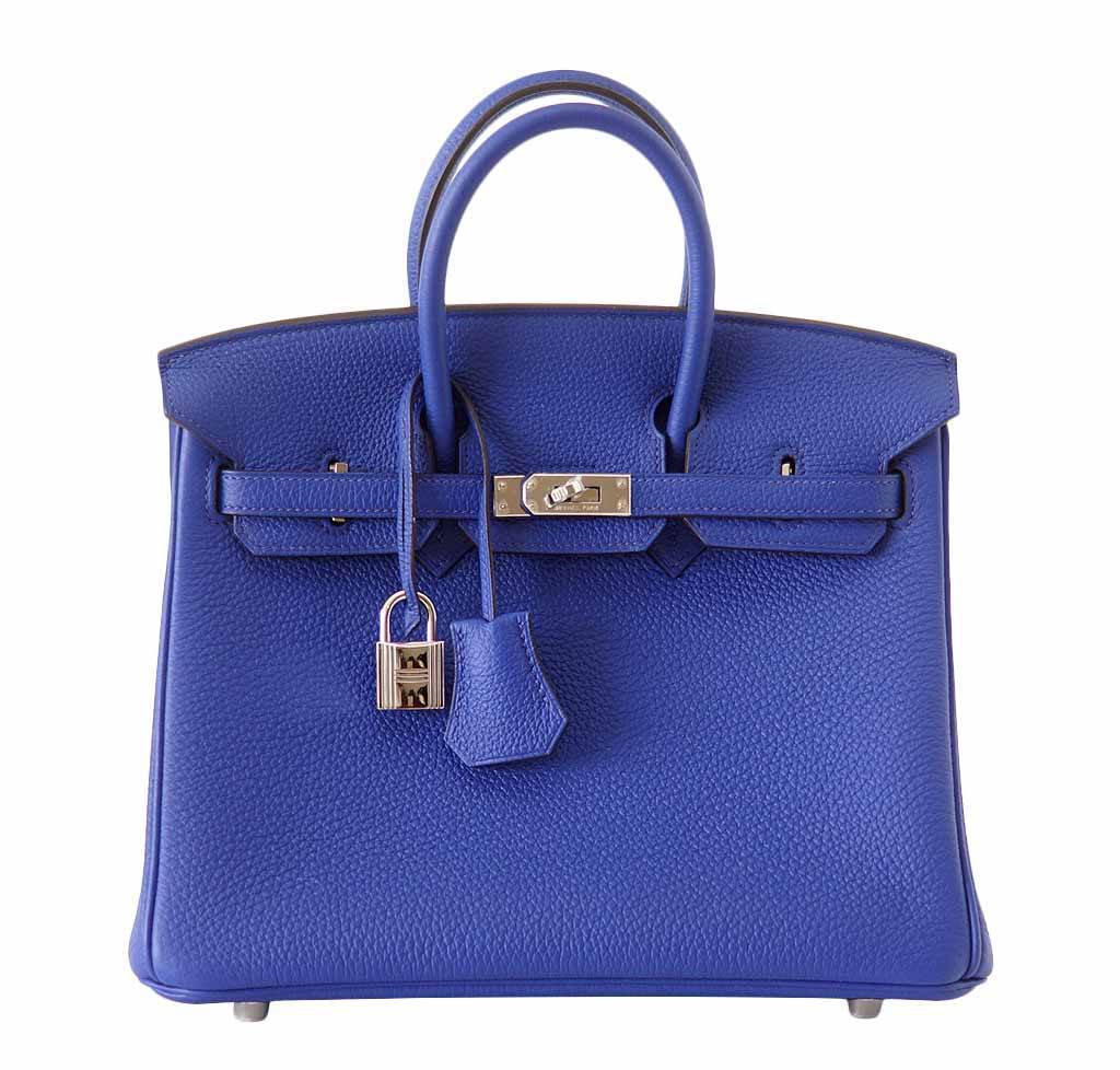 Hermes Birkin 25 Bleu Electric Togo Leather Palladium Hardware
