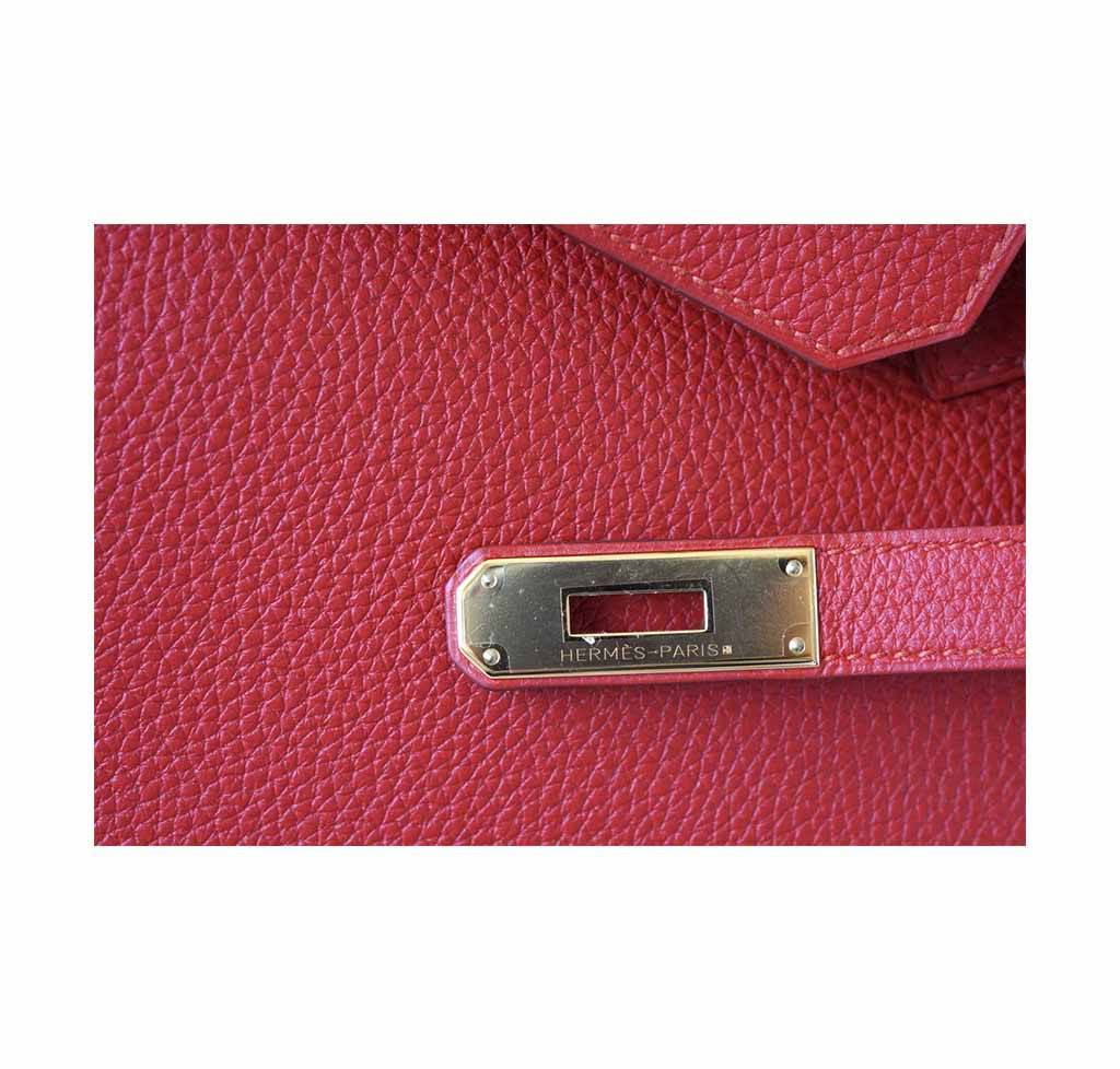 Hermes Birkin 25 Vermillion Togo Leather Gold Hardware
