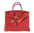 Hermes Birkin 25 Vermillion Togo Leather Gold Hardware