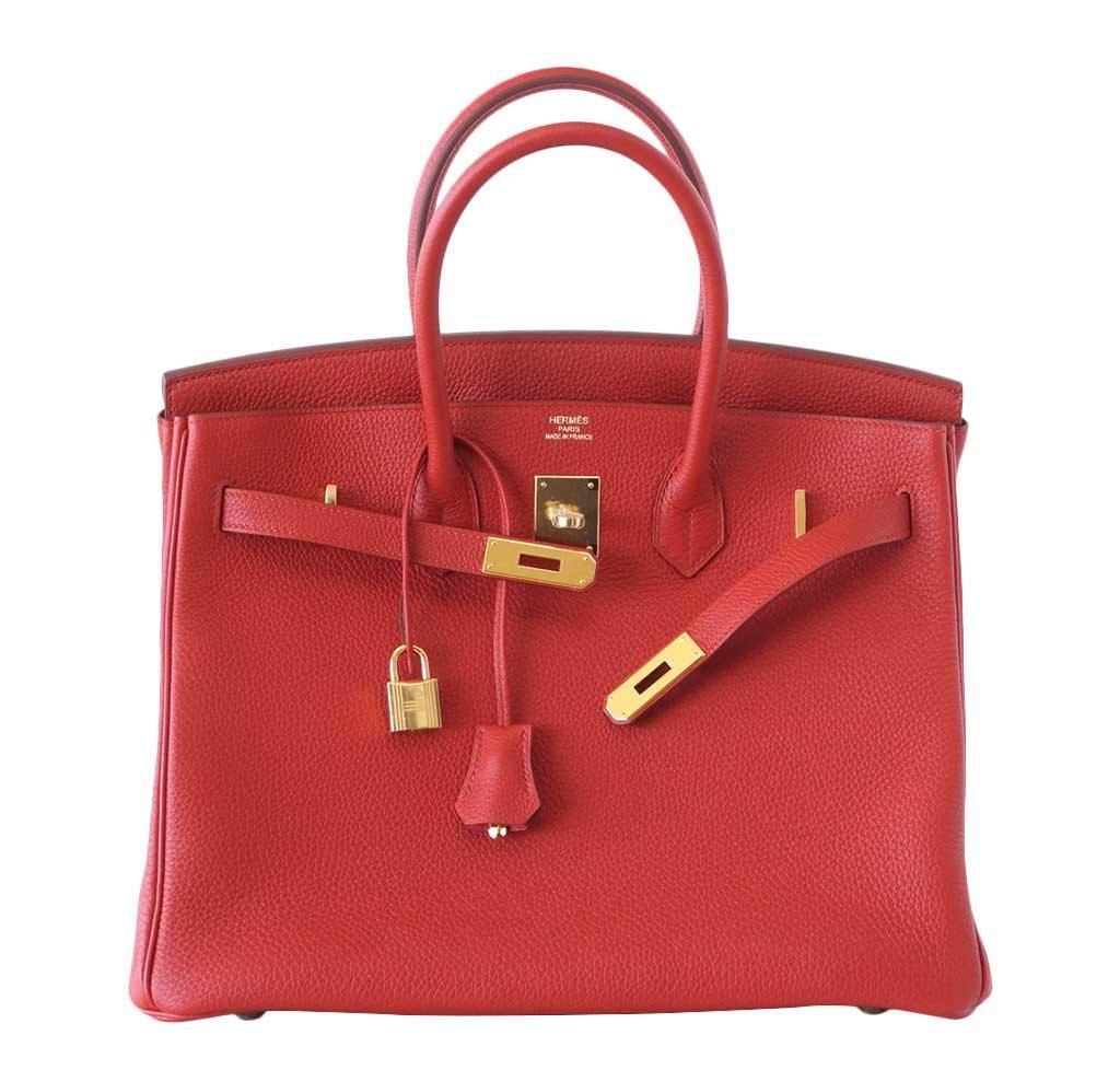 Hermes Birkin 25 Vermillion Togo Leather Gold Hardware