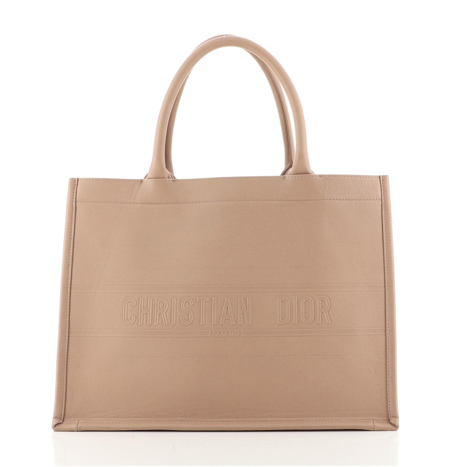 Front view of the Dior Small Book Tote in embossed leather