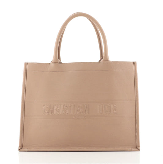Front view of the Dior Small Book Tote in embossed leather