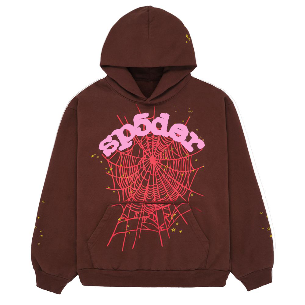 SP5DER Web Hoodie - Brown - Front View
