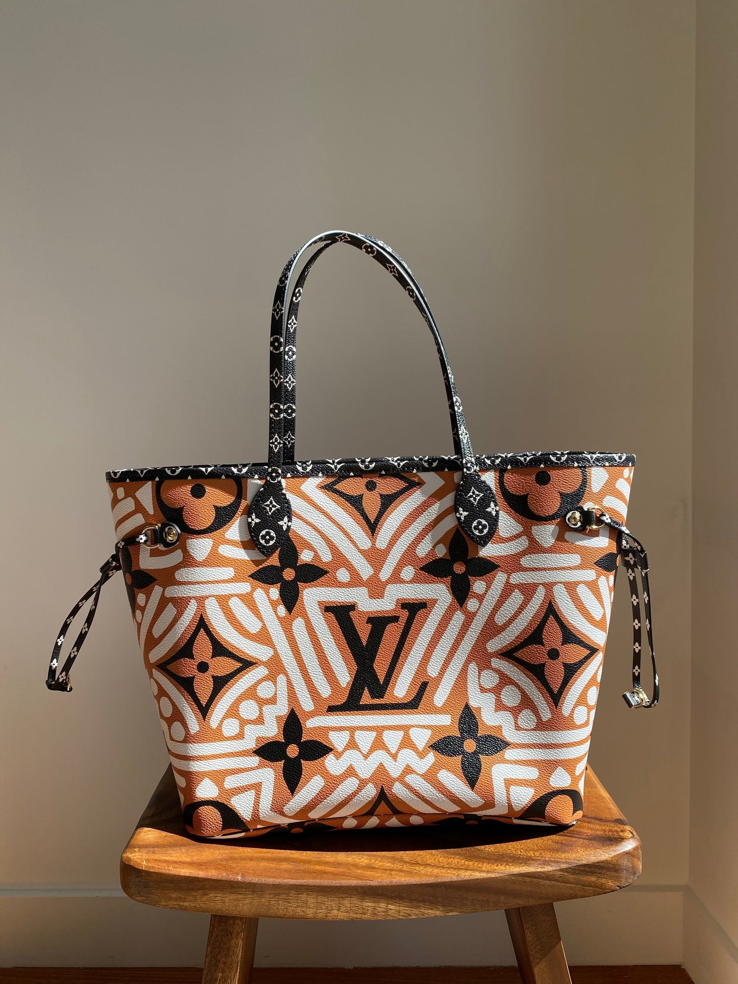 Louis Vuitton LV Crafty Neverfull MM Monogram Canvas M56584 Caramel Cream