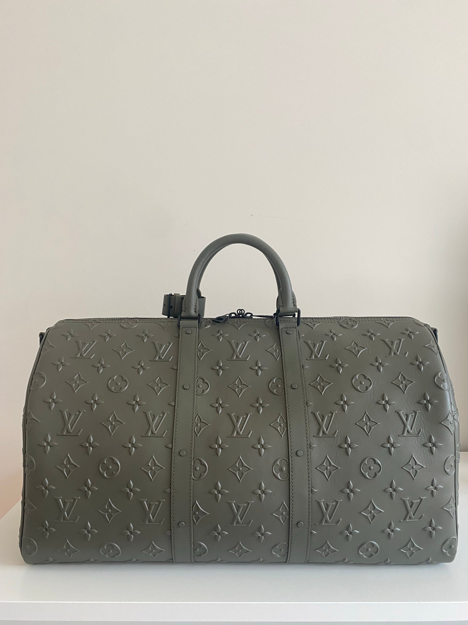Louis Vuitton Keepall Bandoulière 50 M57963 Monogram Seal Leather Travel Bag