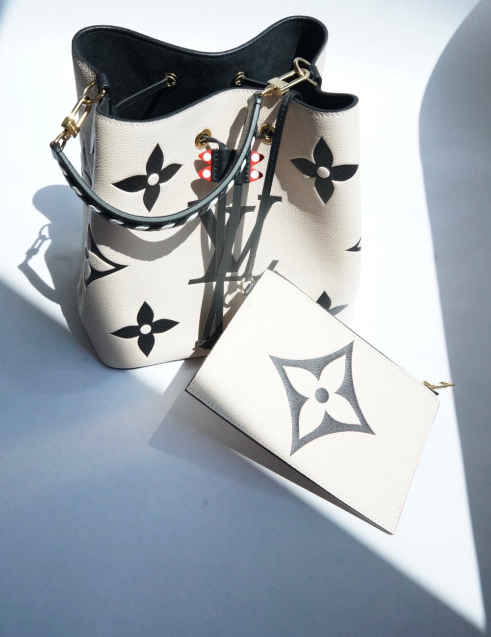 Louis Vuitton LV Crafty NeoNoe MM Cream Embossed Leather M56889
