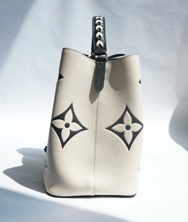 Louis Vuitton LV Crafty NeoNoe MM Cream Embossed Leather M56889