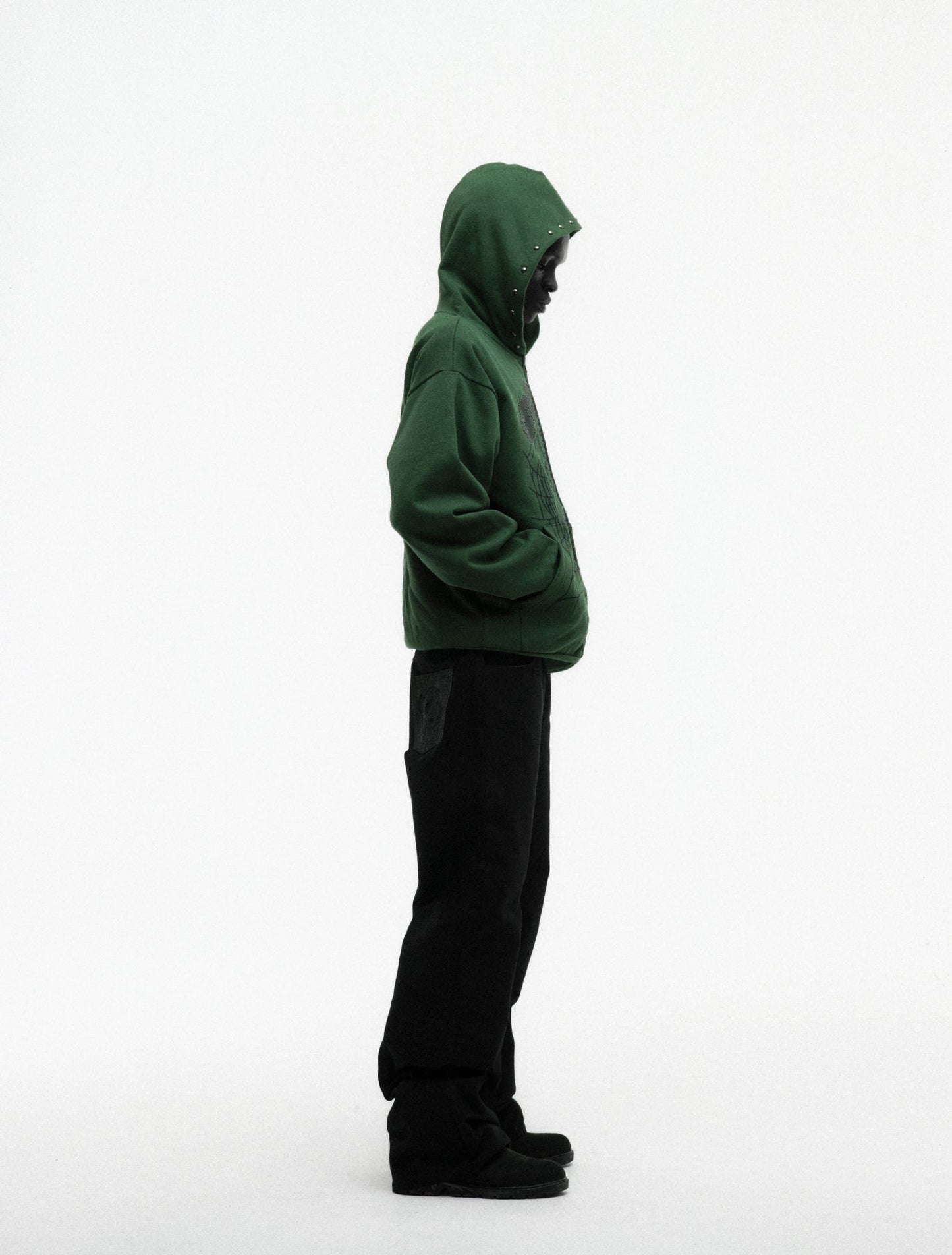 SP5DER OG Web Studded Full-Zip Hoodie - Green - Detail View 7
