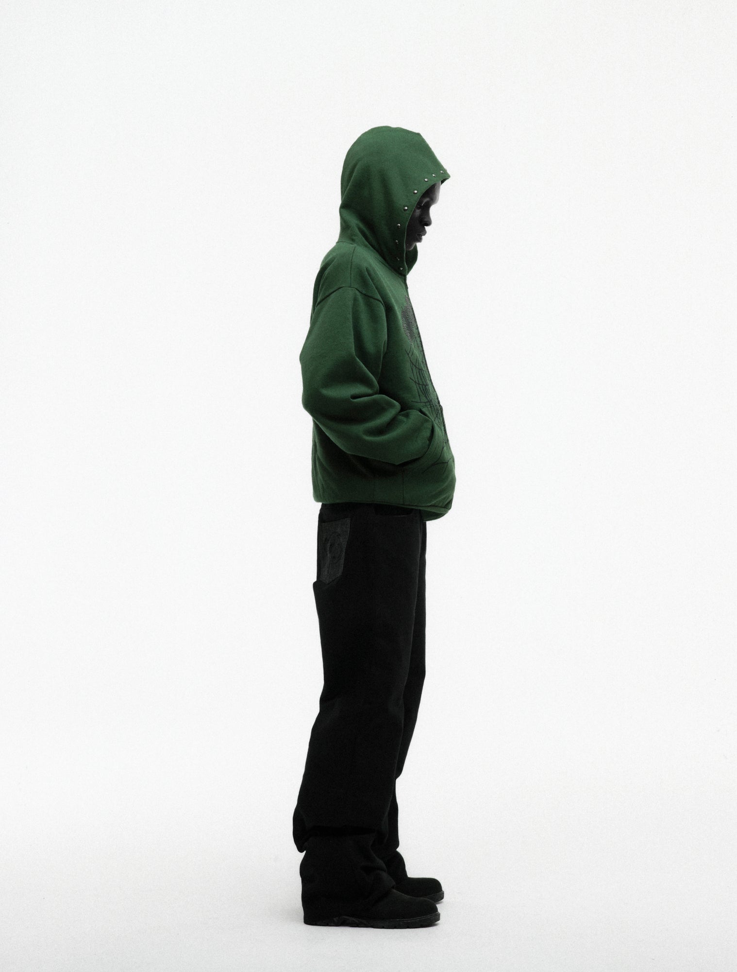 SP5DER OG Web Studded Full-Zip Hoodie - Green - Detail View 7