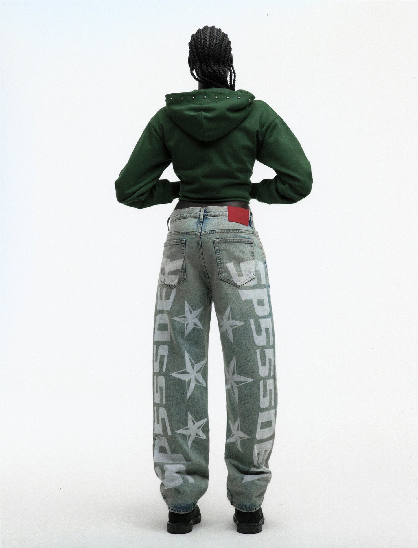 SP5DER OG Web Studded Full-Zip Hoodie - Green - Detail View 10