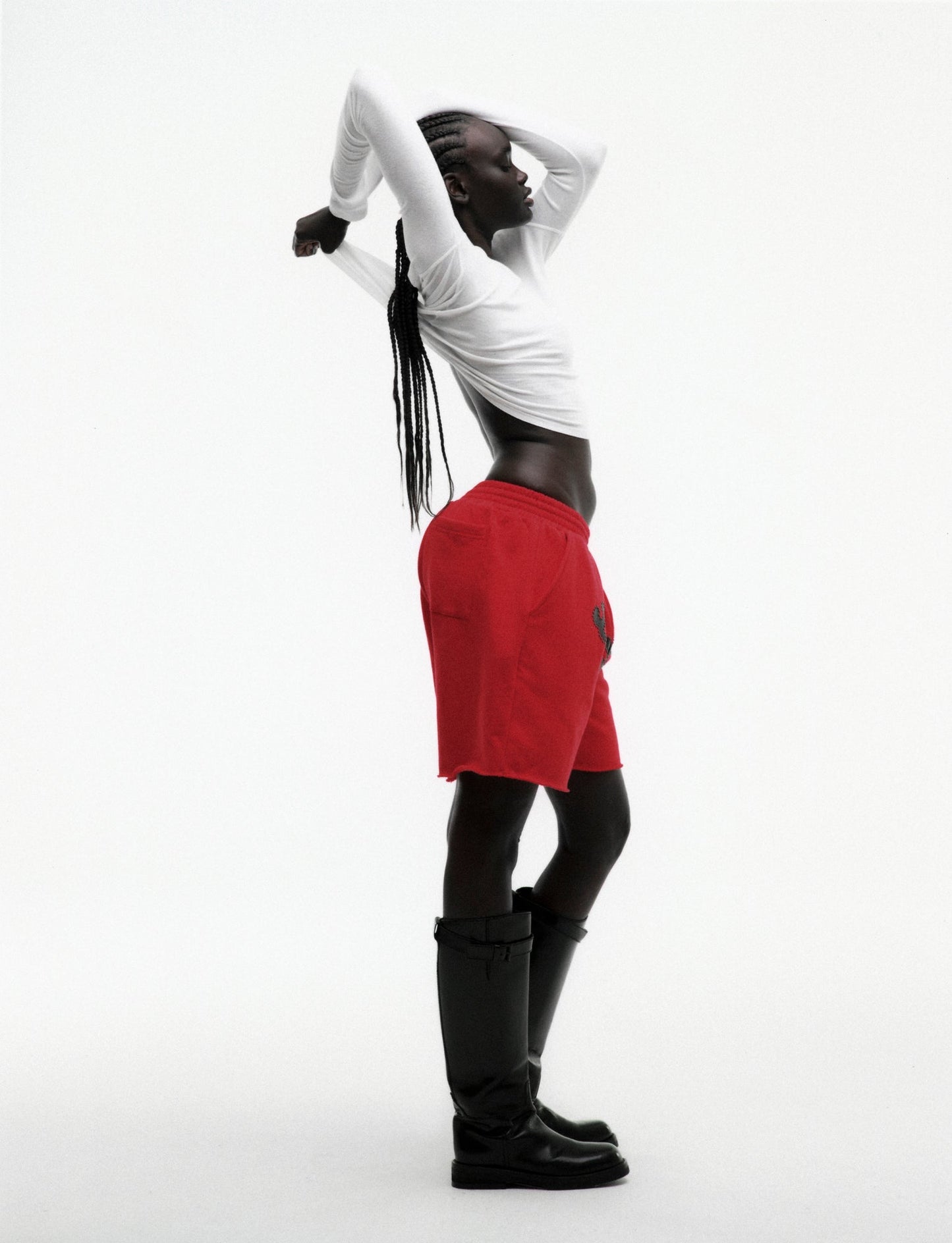 SP5DER OG Studded Sweatshort in Red