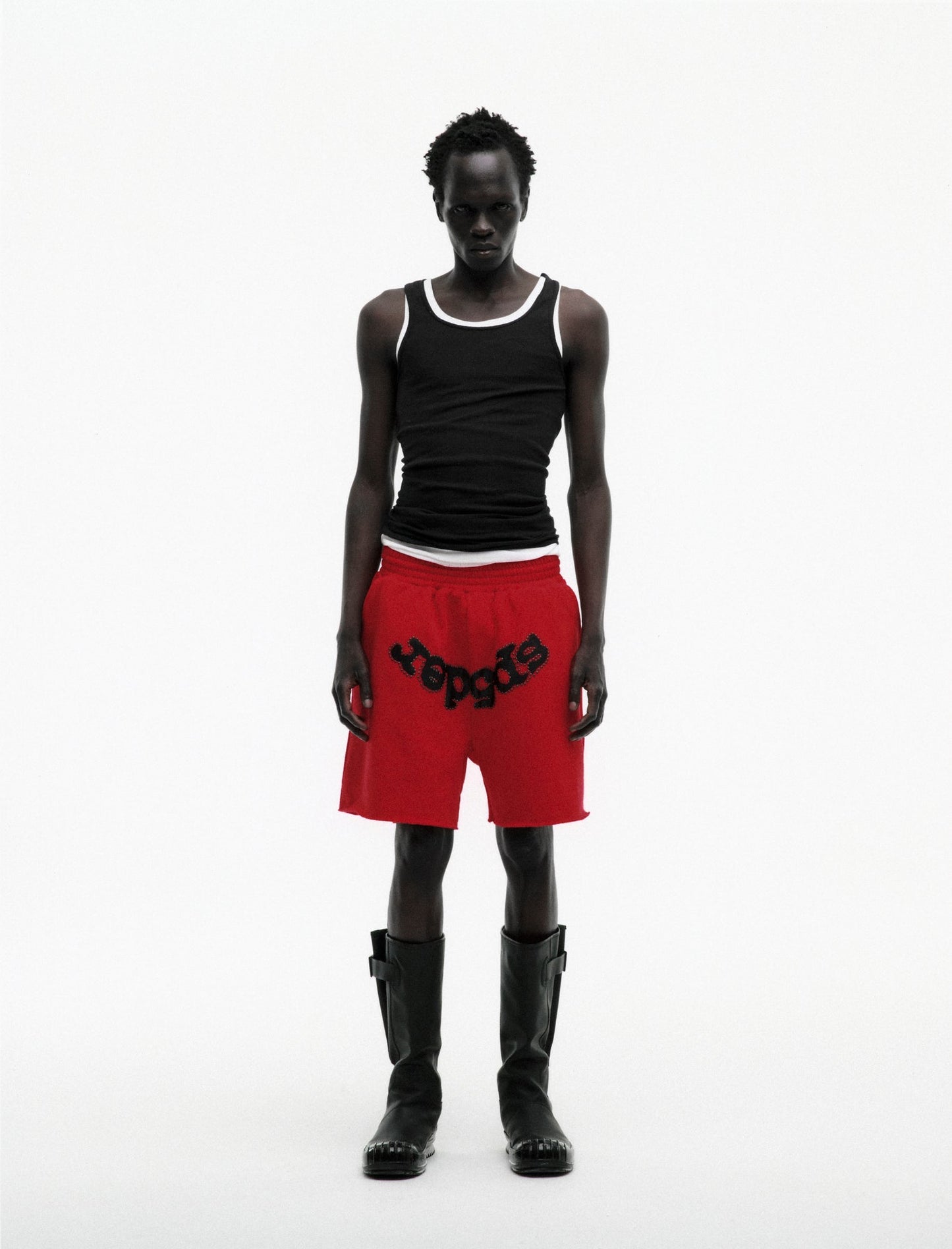 SP5DER OG Studded Sweatshort in Red