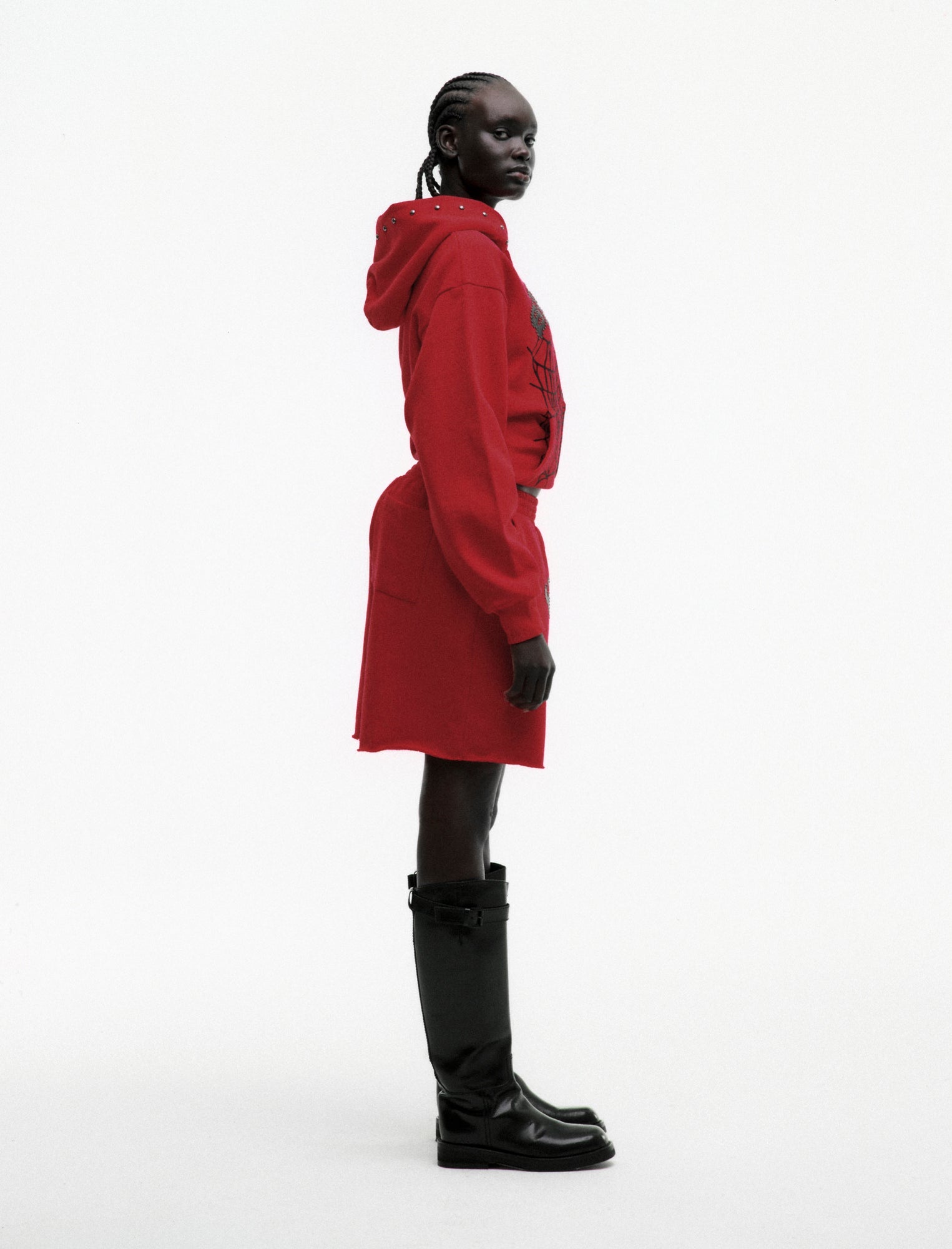 SP5DER OG Web Studded Full-Zip Hoodie - Red - Detail View 8
