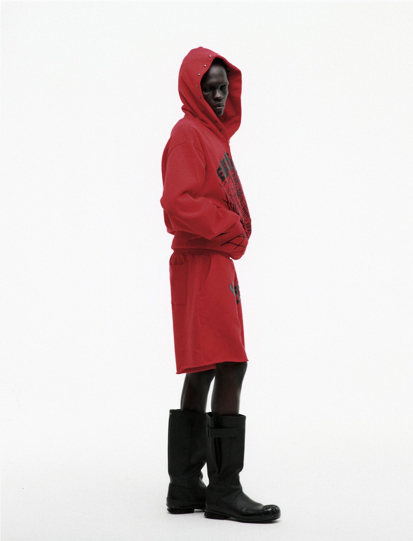 SP5DER OG Web Studded Full-Zip Hoodie - Red - Detail View 7
