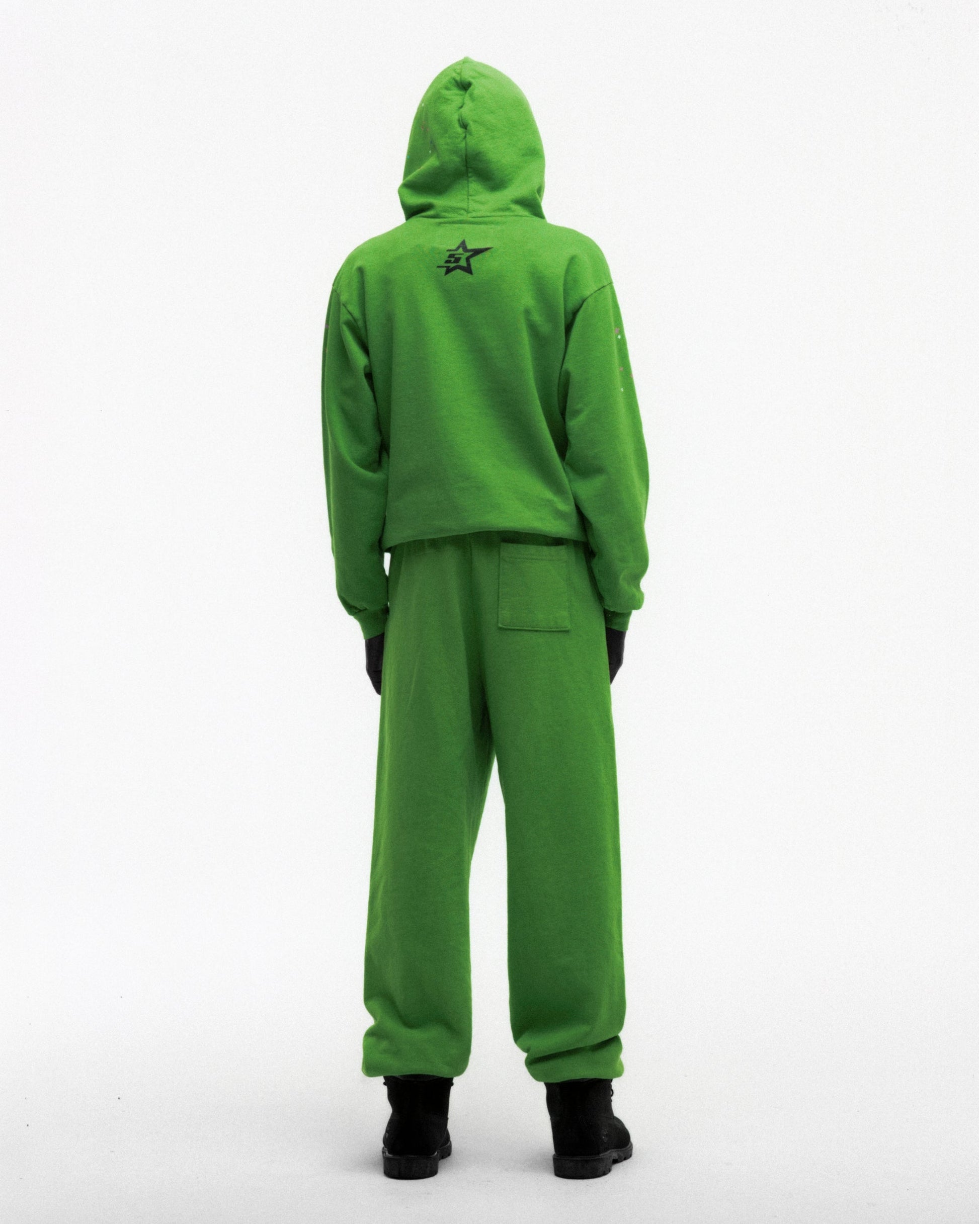 SP5DER Punk V2 Rhinestone Hoodie - Bright Green - Detail View 9