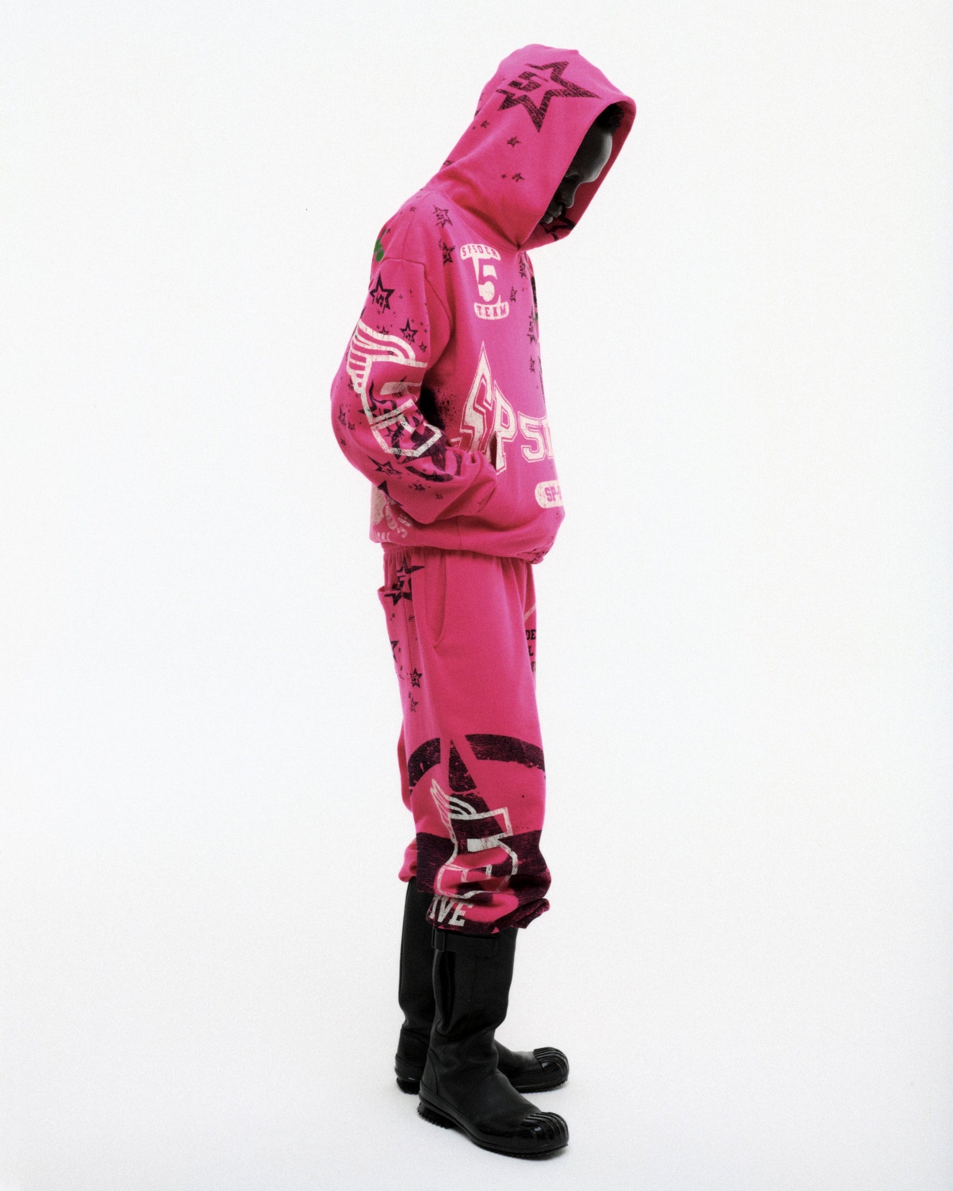 SP5DER Stencil Hoodie – Pink - Detail View 12