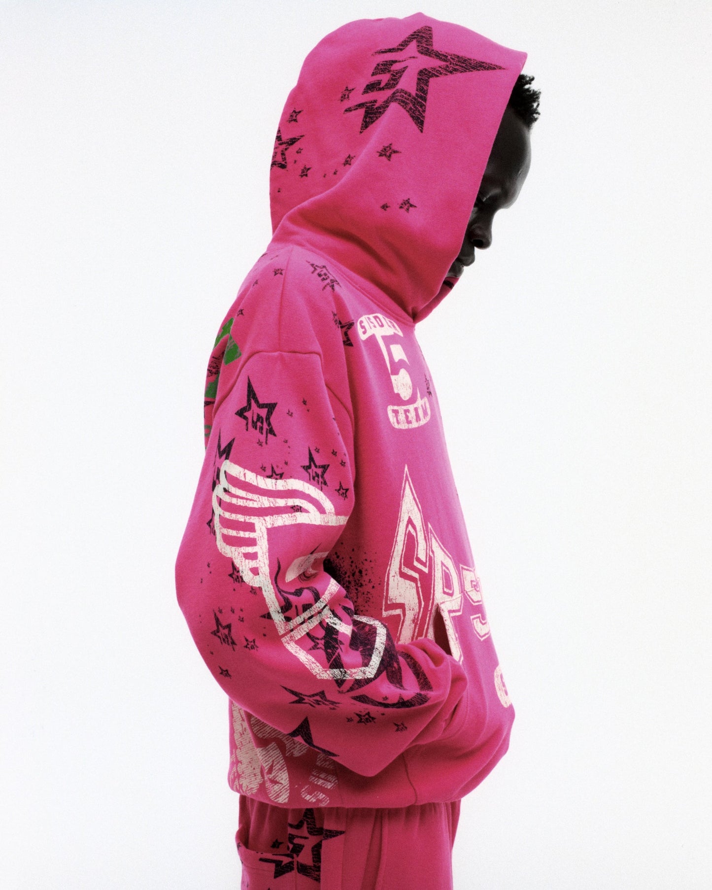 SP5DER Stencil Hoodie – Pink - Detail View 18