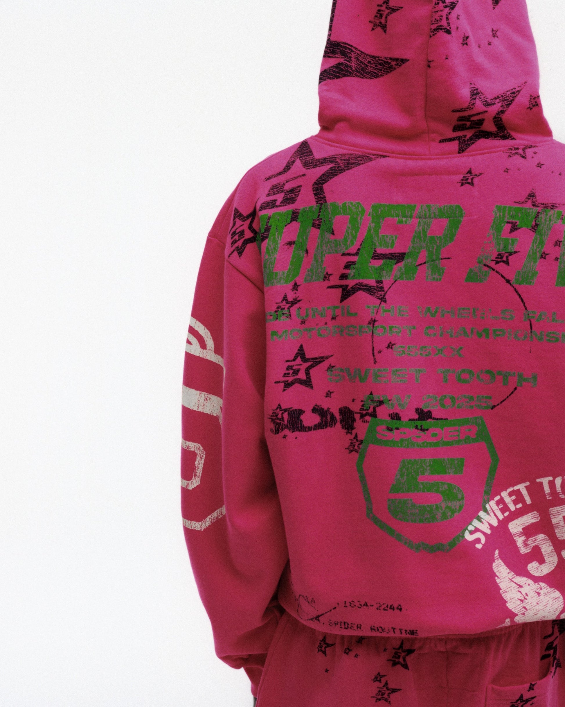 SP5DER Stencil Hoodie – Pink - Detail View 20