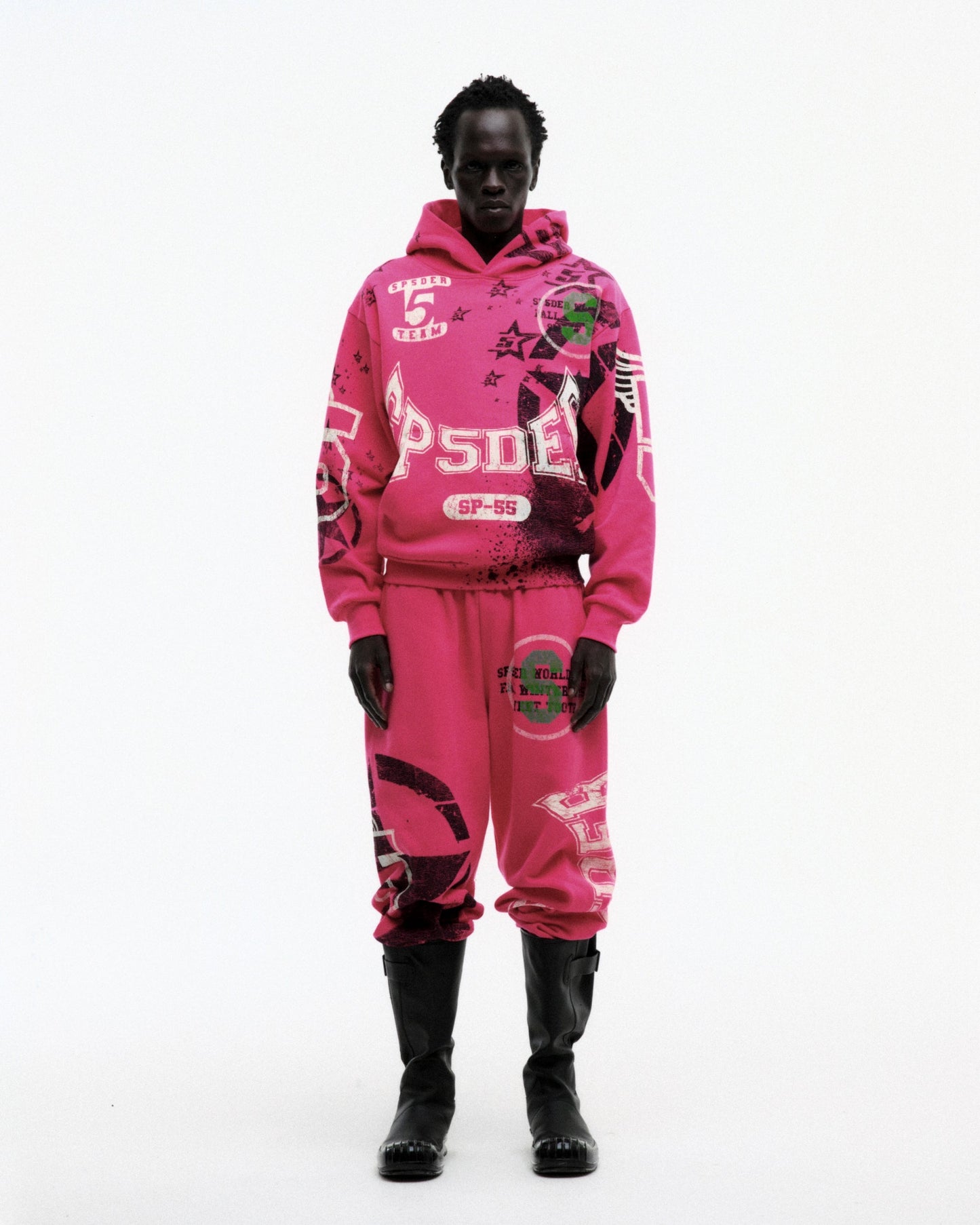 SP5DER Stencil Hoodie – Pink - Detail View 10
