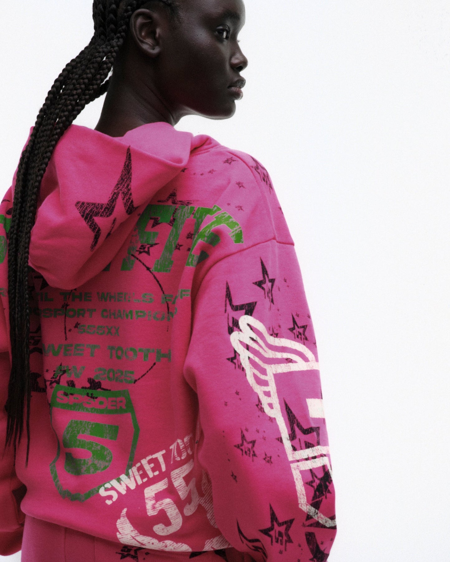 SP5DER Stencil Hoodie – Pink - Detail View 19