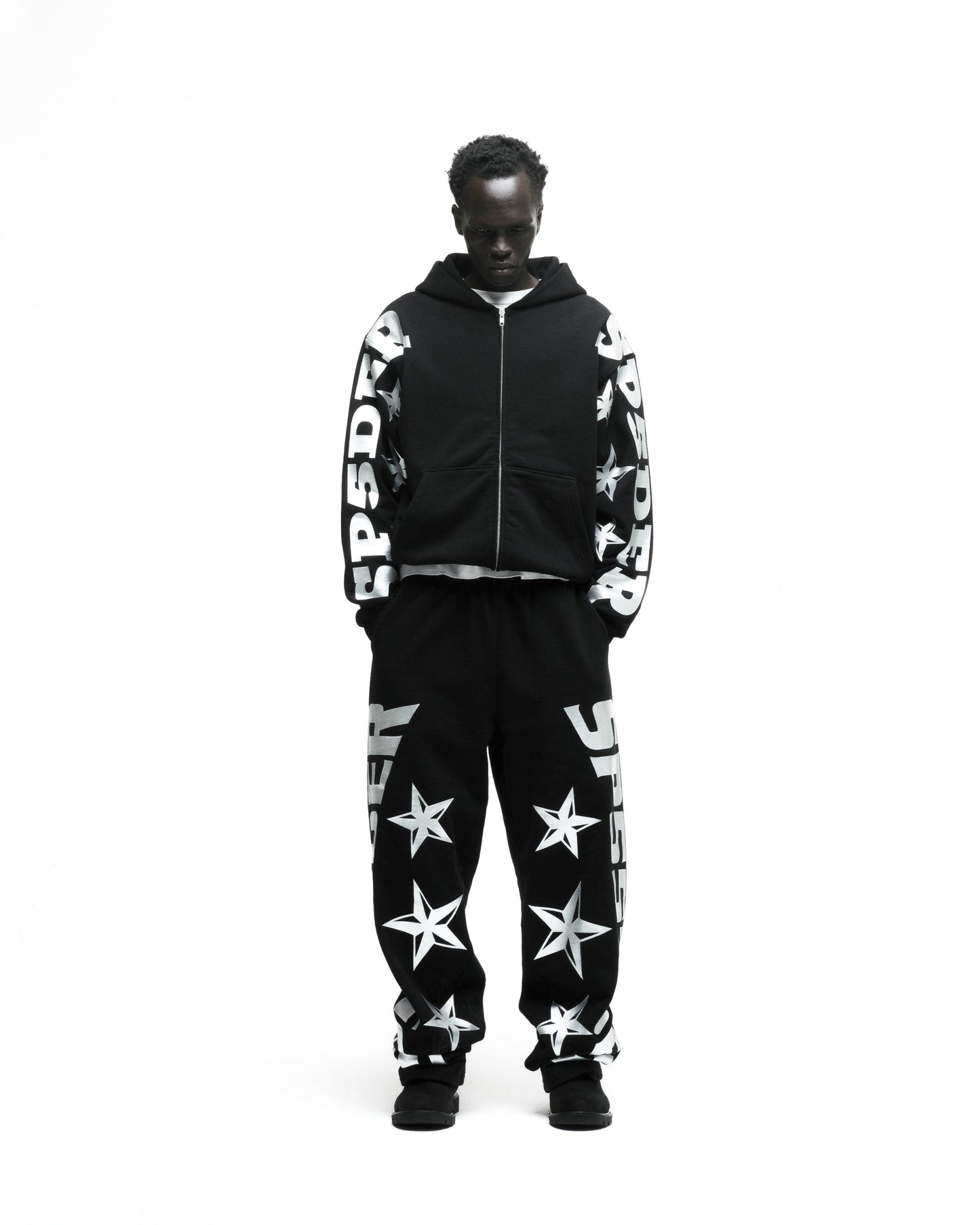 SP5DER MX555 Full-Zip Hoodie – Black - Detail View 4