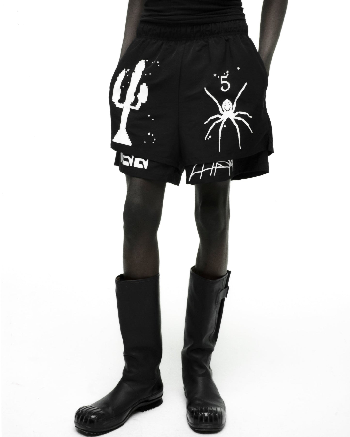 SP5DER VAA Double Layer Short in Black