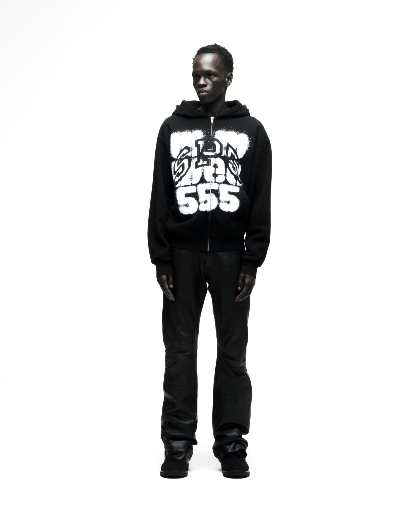SP5DER 555 Full-Zip Hoodie – Black - Detail View 4