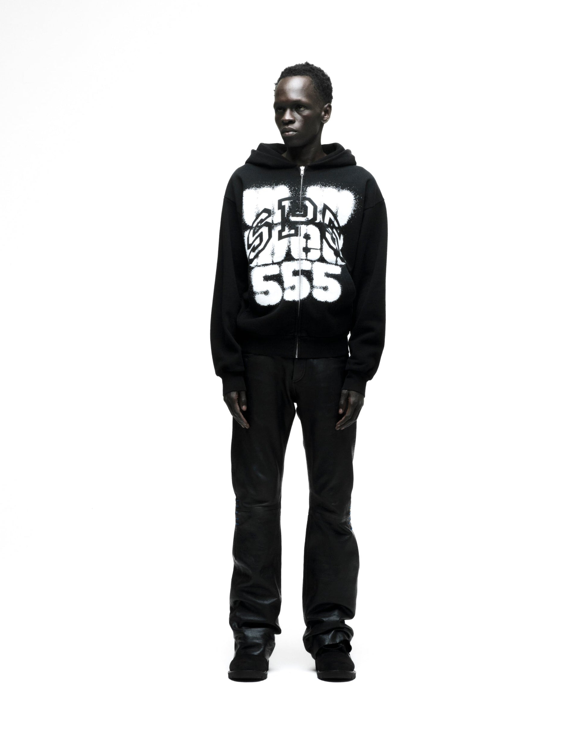 SP5DER 555 Full-Zip Hoodie – Black - Detail View 4