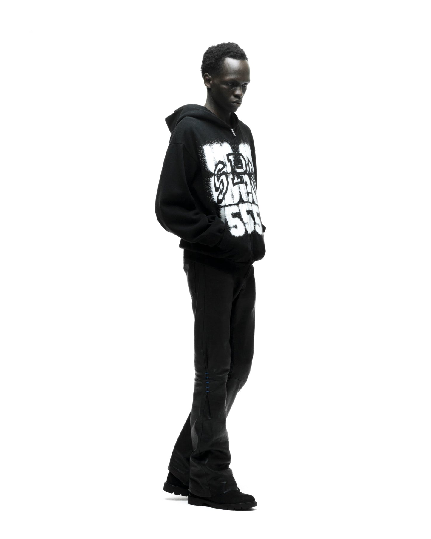 SP5DER 555 Full-Zip Hoodie – Black - Detail View 6