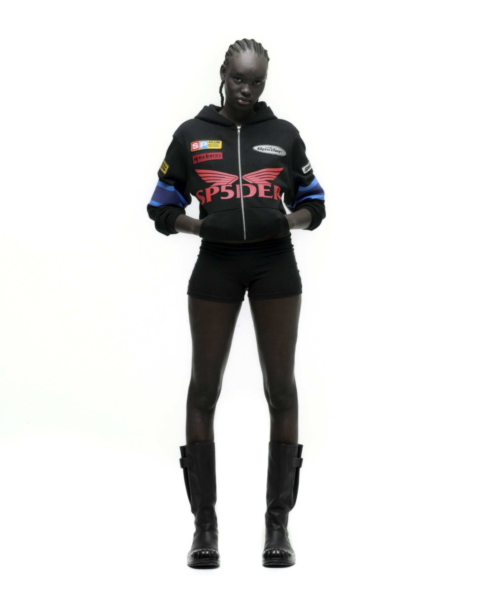 SP5DER GT Full-Zip Hoodie – Black - Detail View 7
