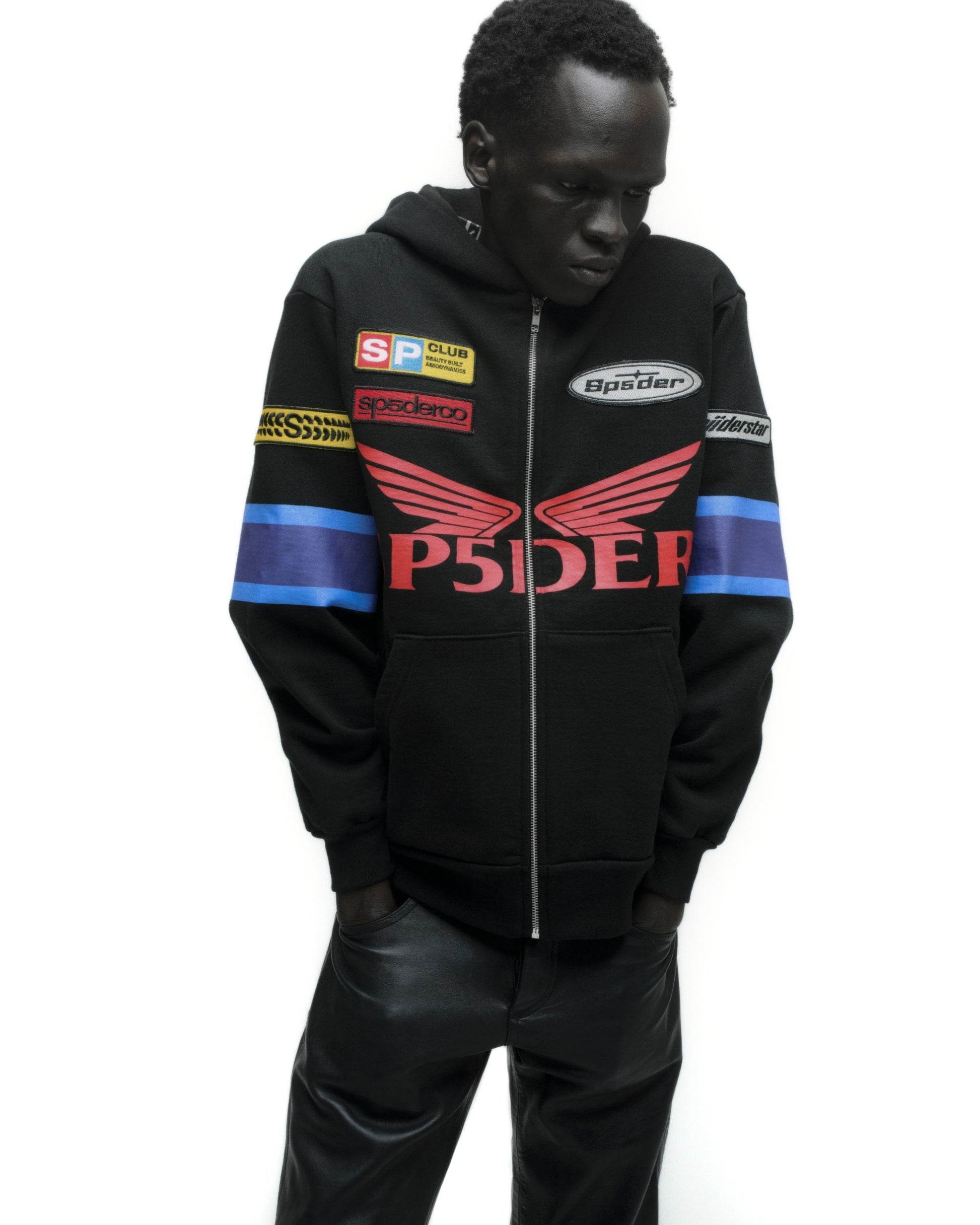 SP5DER GT Full-Zip Hoodie – Black - Detail View 12