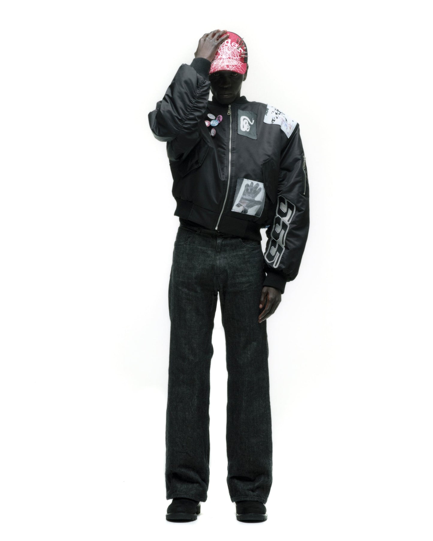SP5DER Vet Bomber Jacket in Black