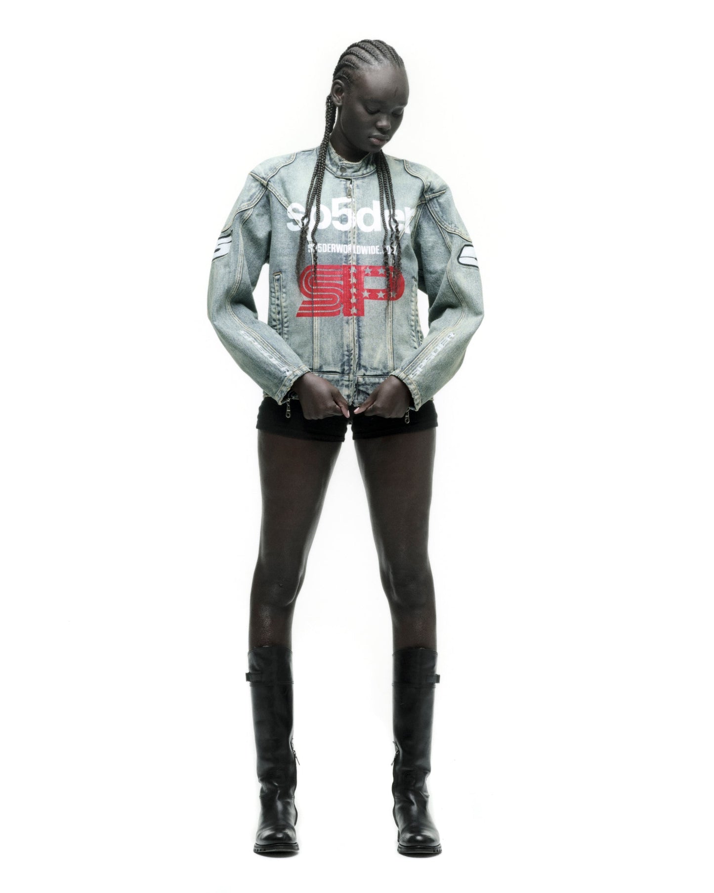 SP5DER Motorsport Denim Jacket in Indigo