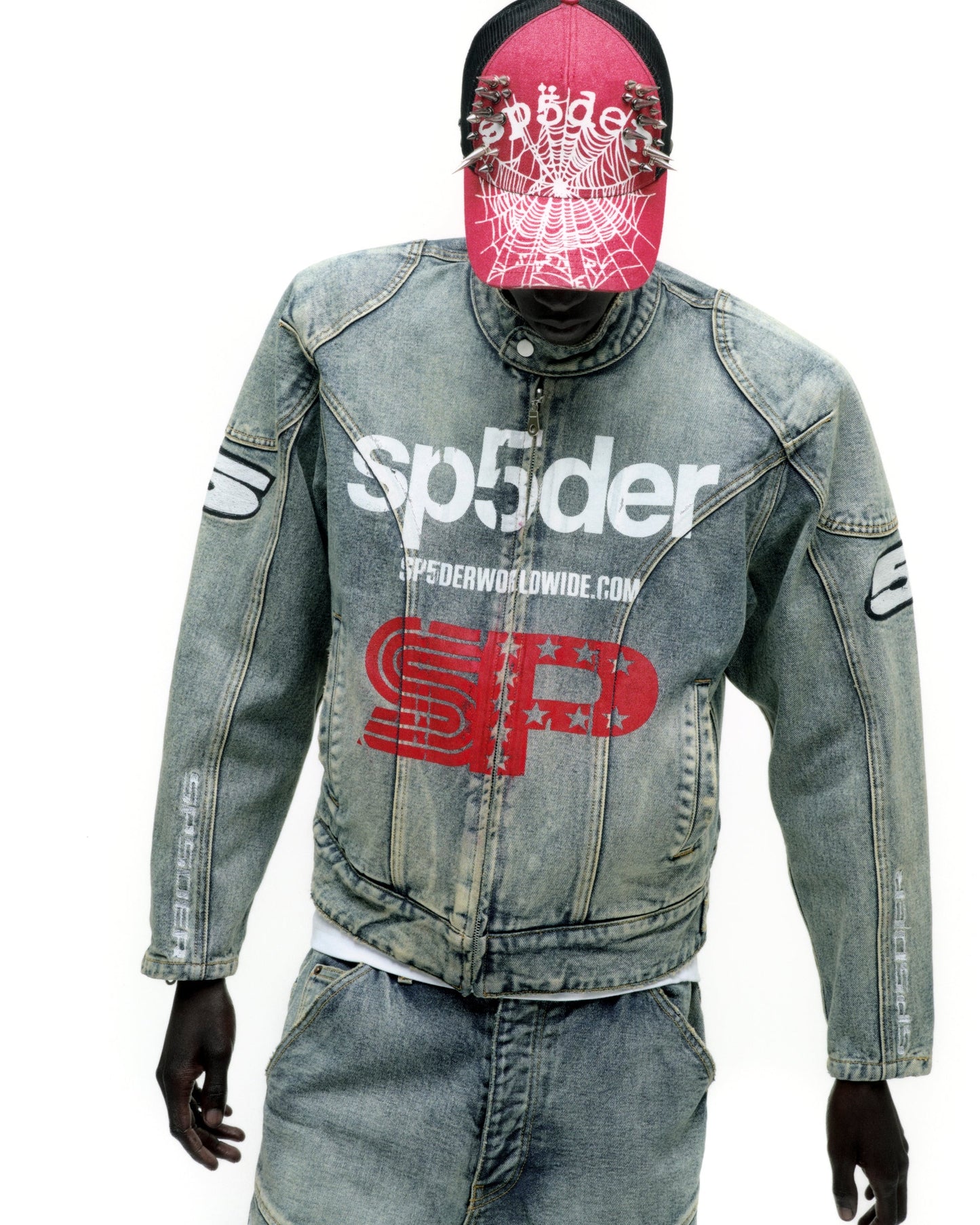 SP5DER Motorsport Denim Jacket in Indigo
