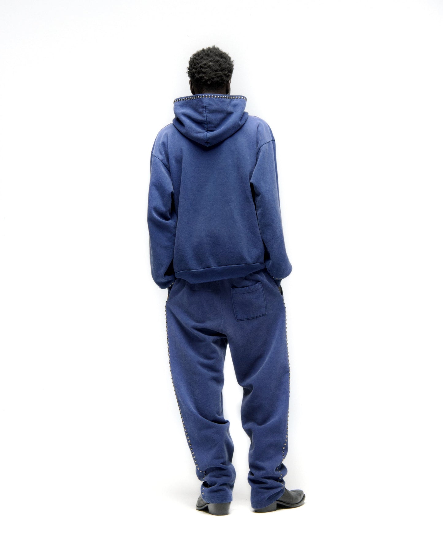 SP5DER Punk V3 Studded Hoodie - Blue - Detail View 9