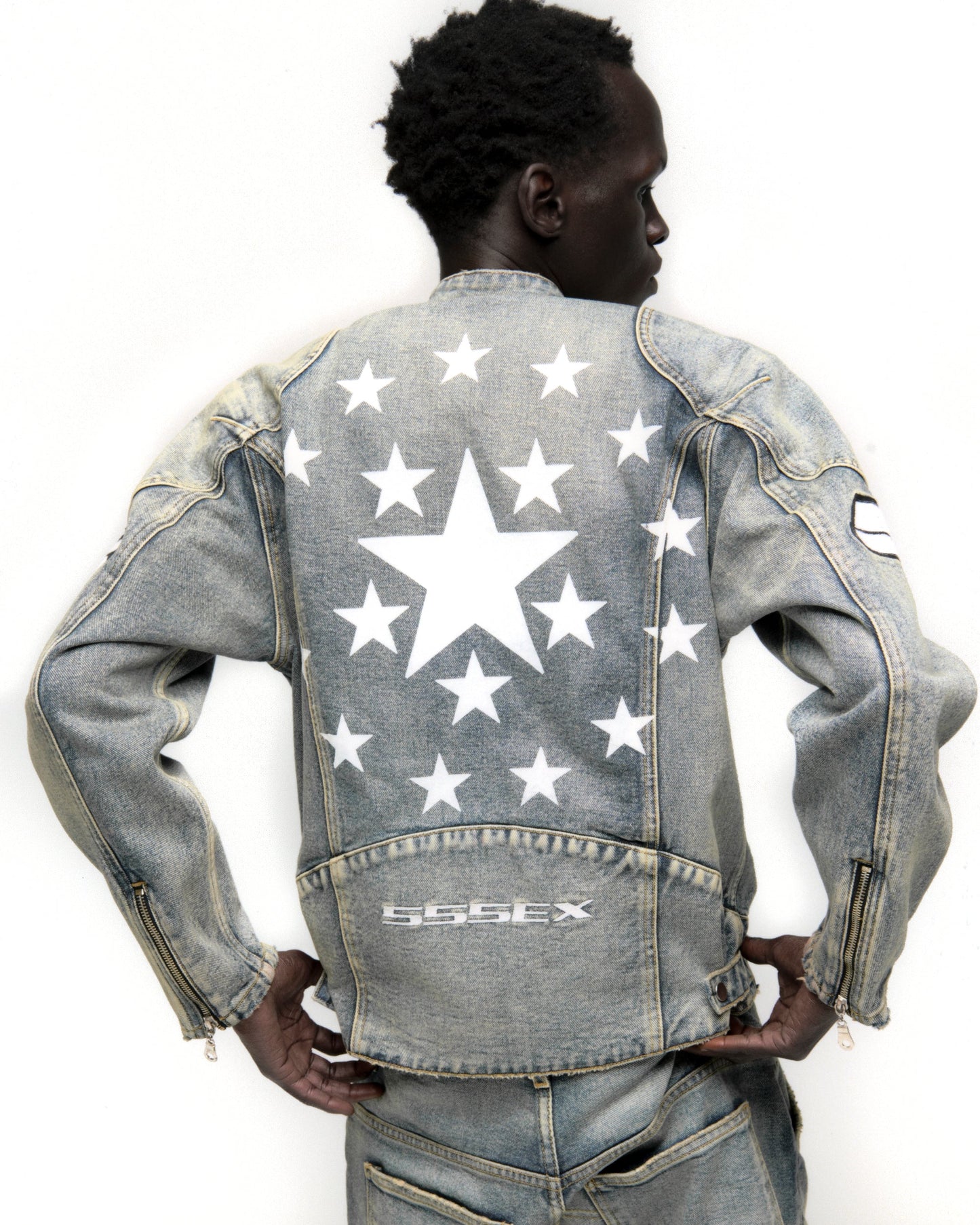 SP5DER Motorsport Denim Jacket in Indigo