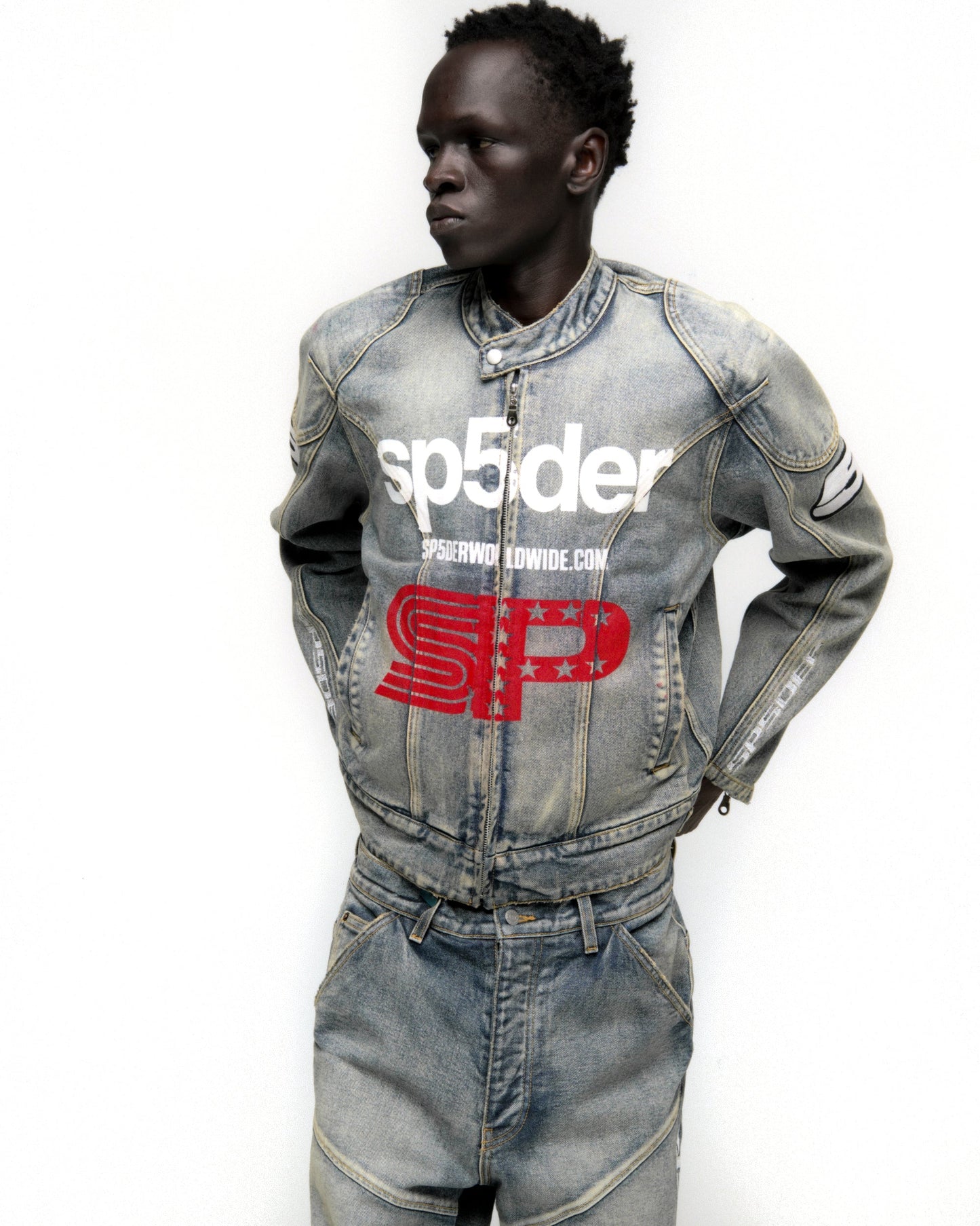 SP5DER Motorsport Denim Jacket in Indigo
