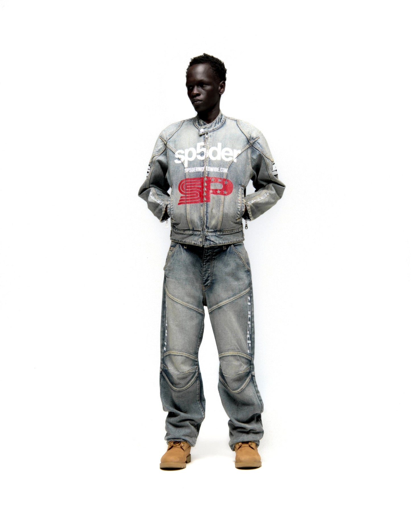 SP5DER Motorsport Denim Jacket in Indigo