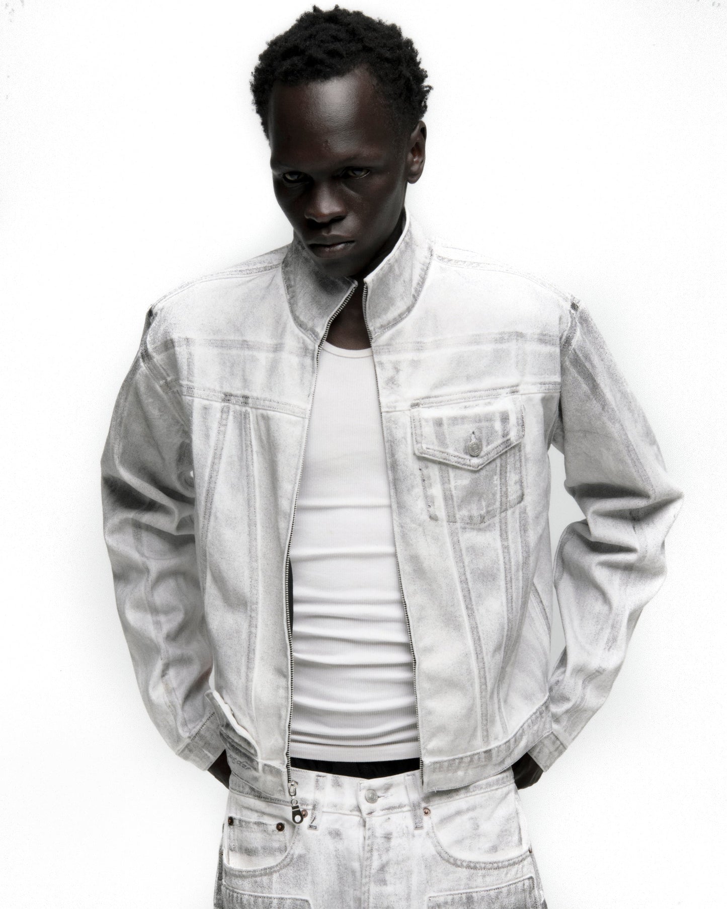 SP5DER Platinum Trucker Jacket in Gunmetal