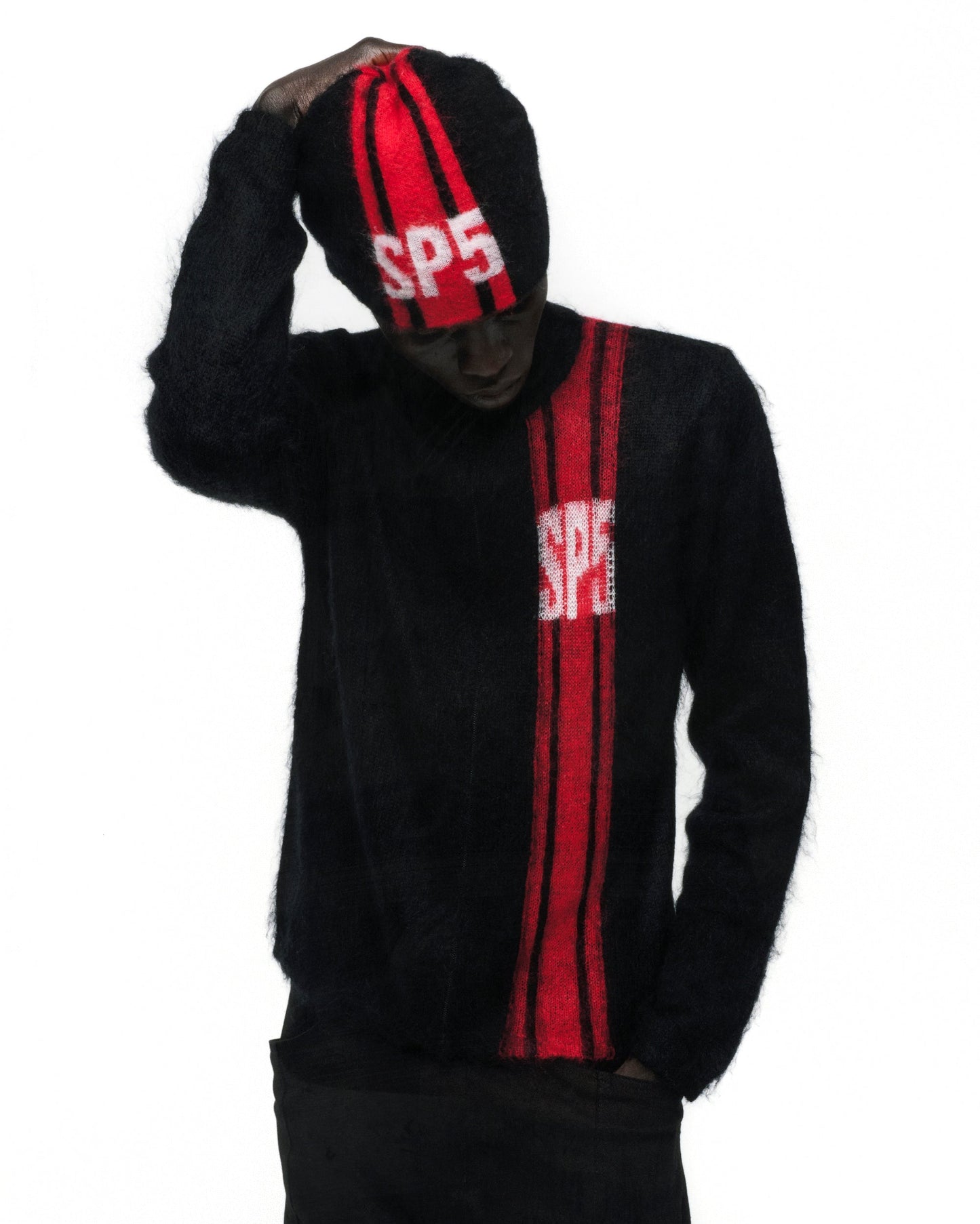 SP5DER Rally Knit Zip Sweater in Black