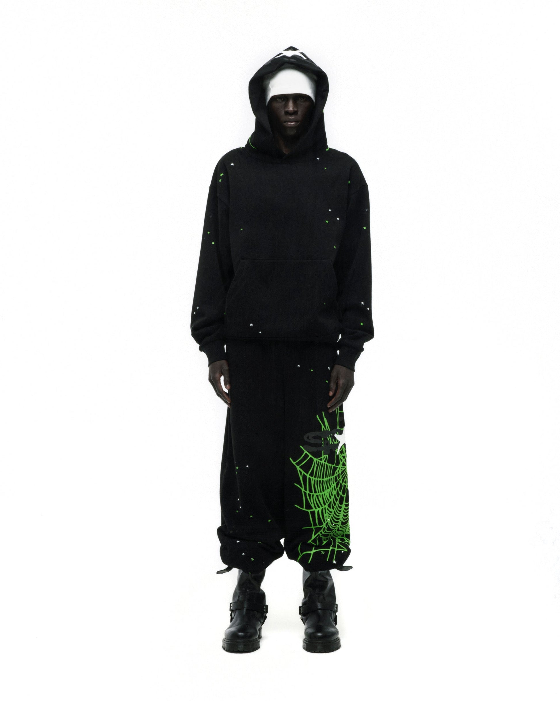SP5DER Heavy Web Hoodie – Black - Detail View 8