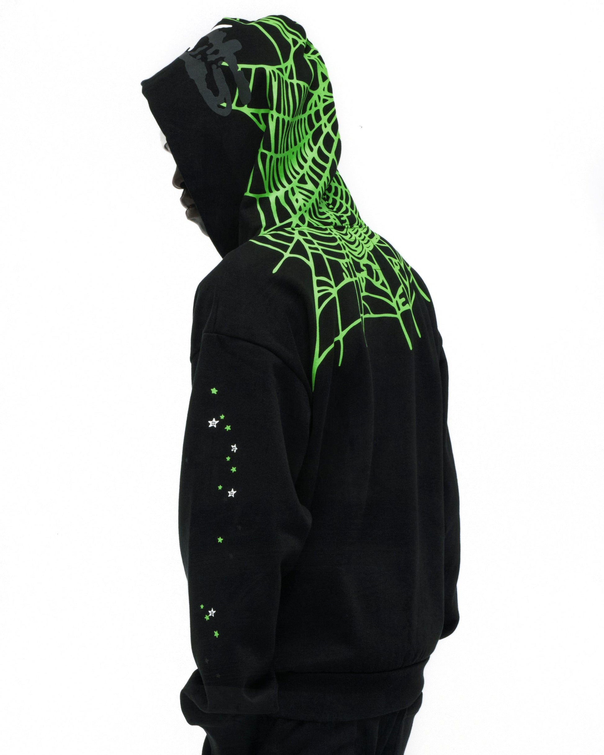 SP5DER Heavy Web Hoodie – Black - Detail View 15
