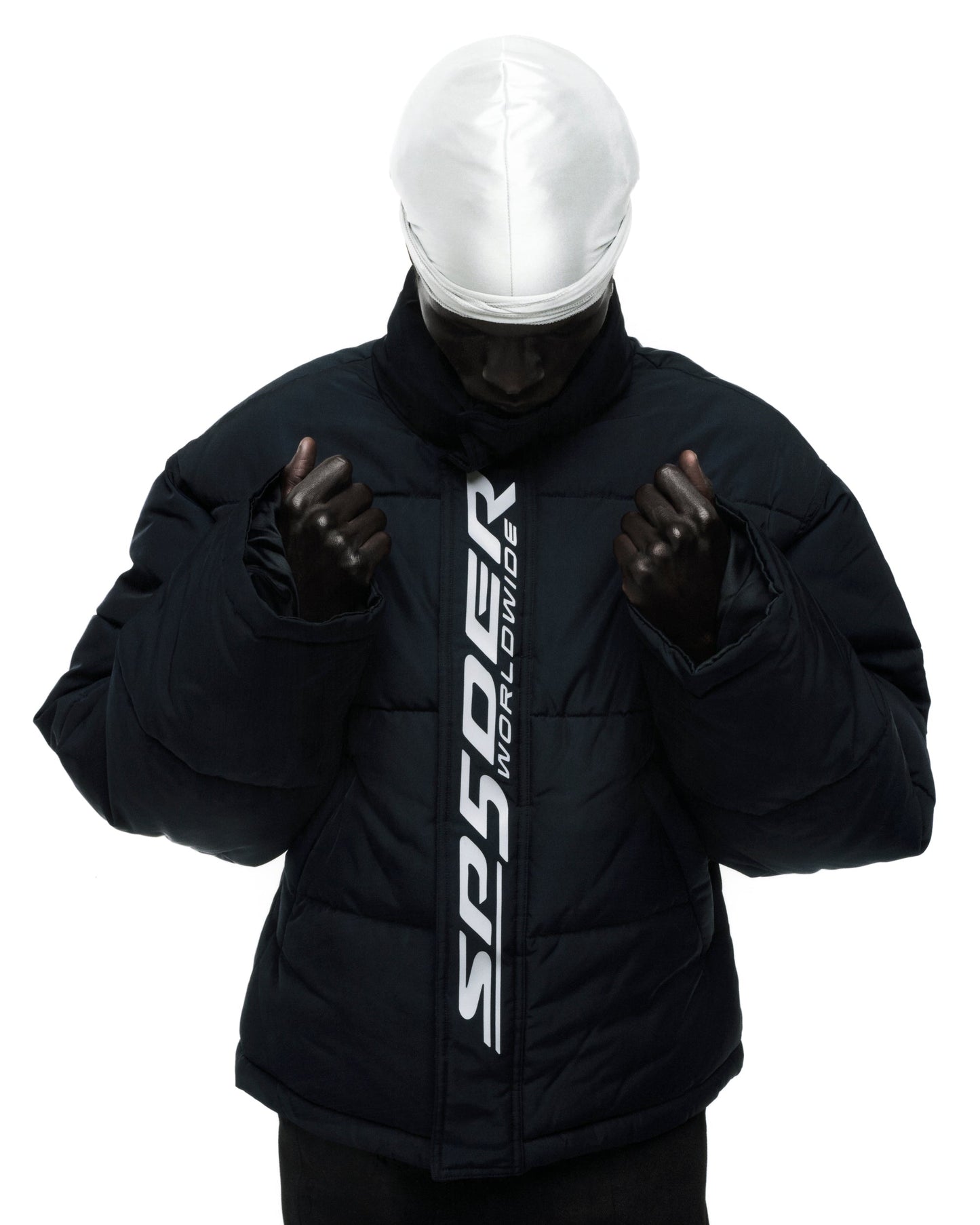SP5DER Trackhawk Puffer Jacket in Black