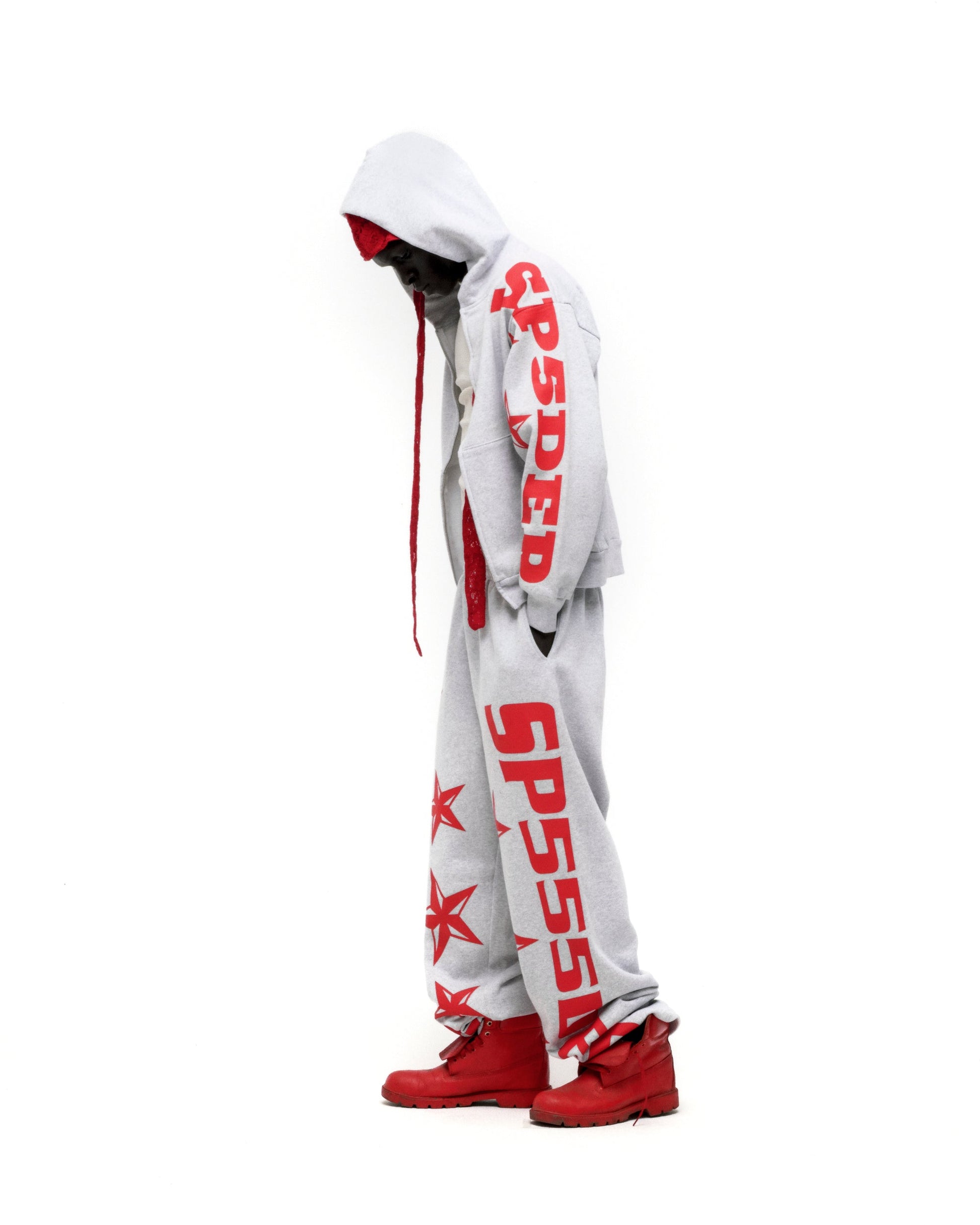 SP5DER MX555 Full-Zip Hoodie – Heather Grey - Detail View 8