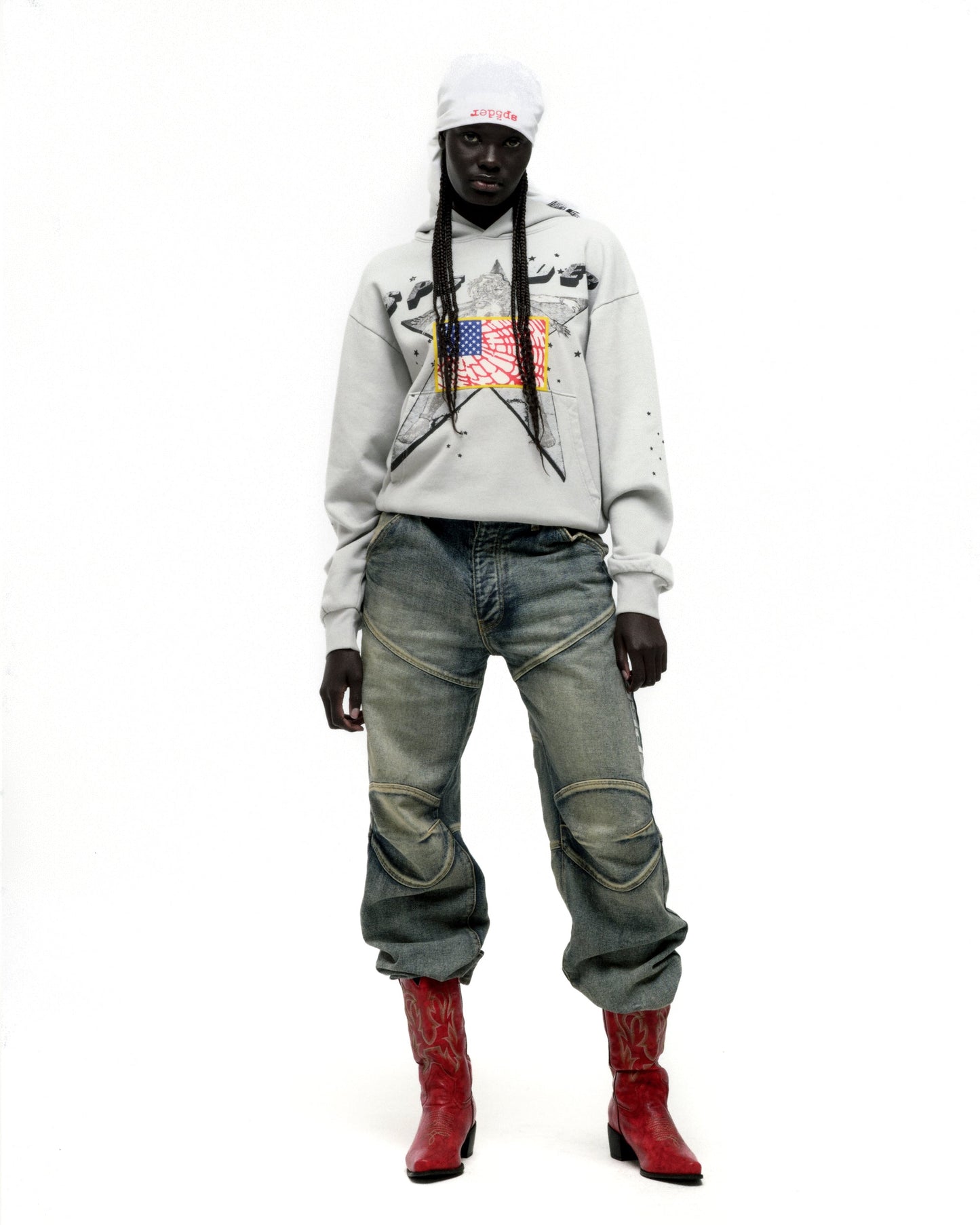SP5DER Star Girl Hoodie - Sport Grey - Detail View 7