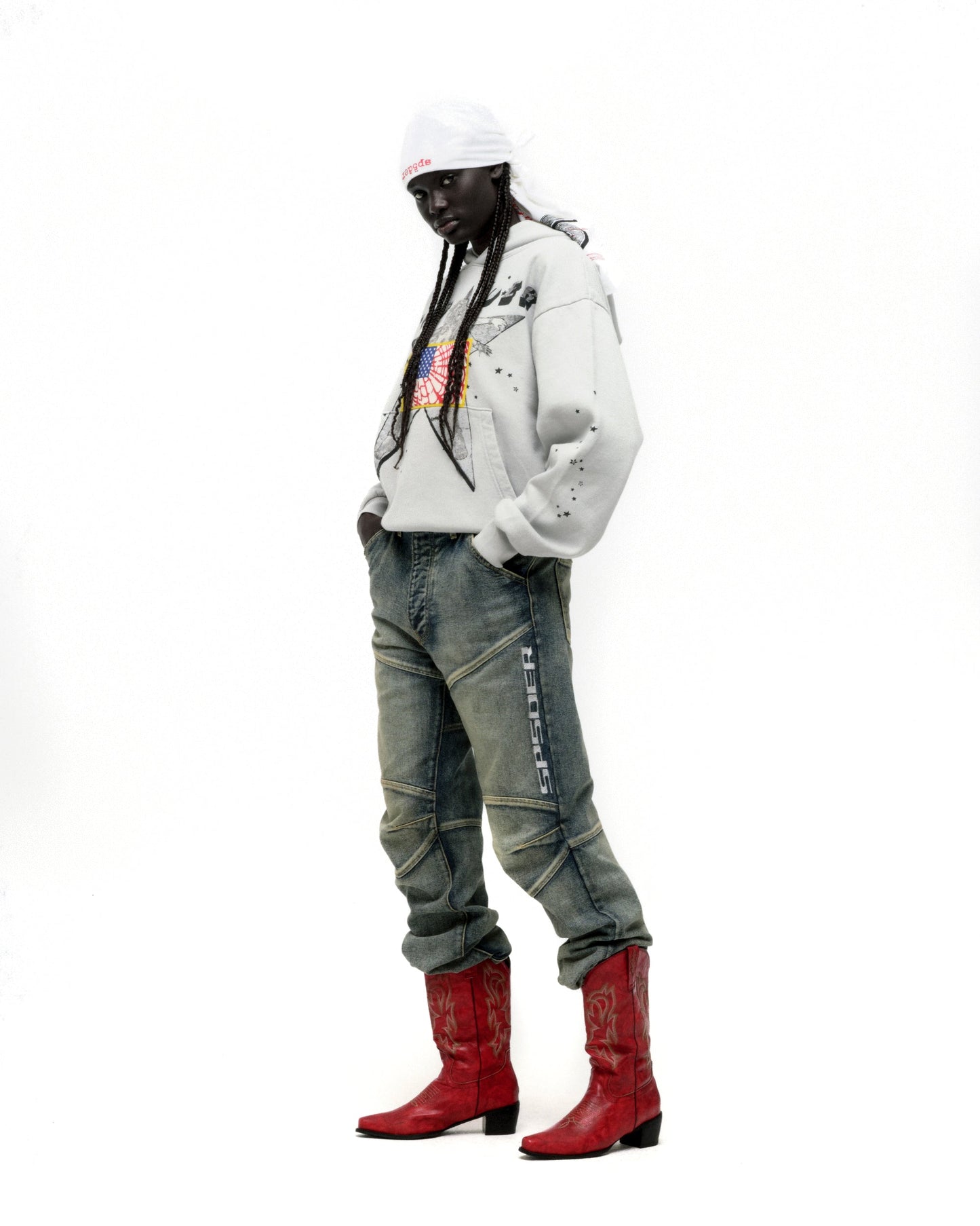 SP5DER Star Girl Hoodie - Sport Grey - Detail View 9