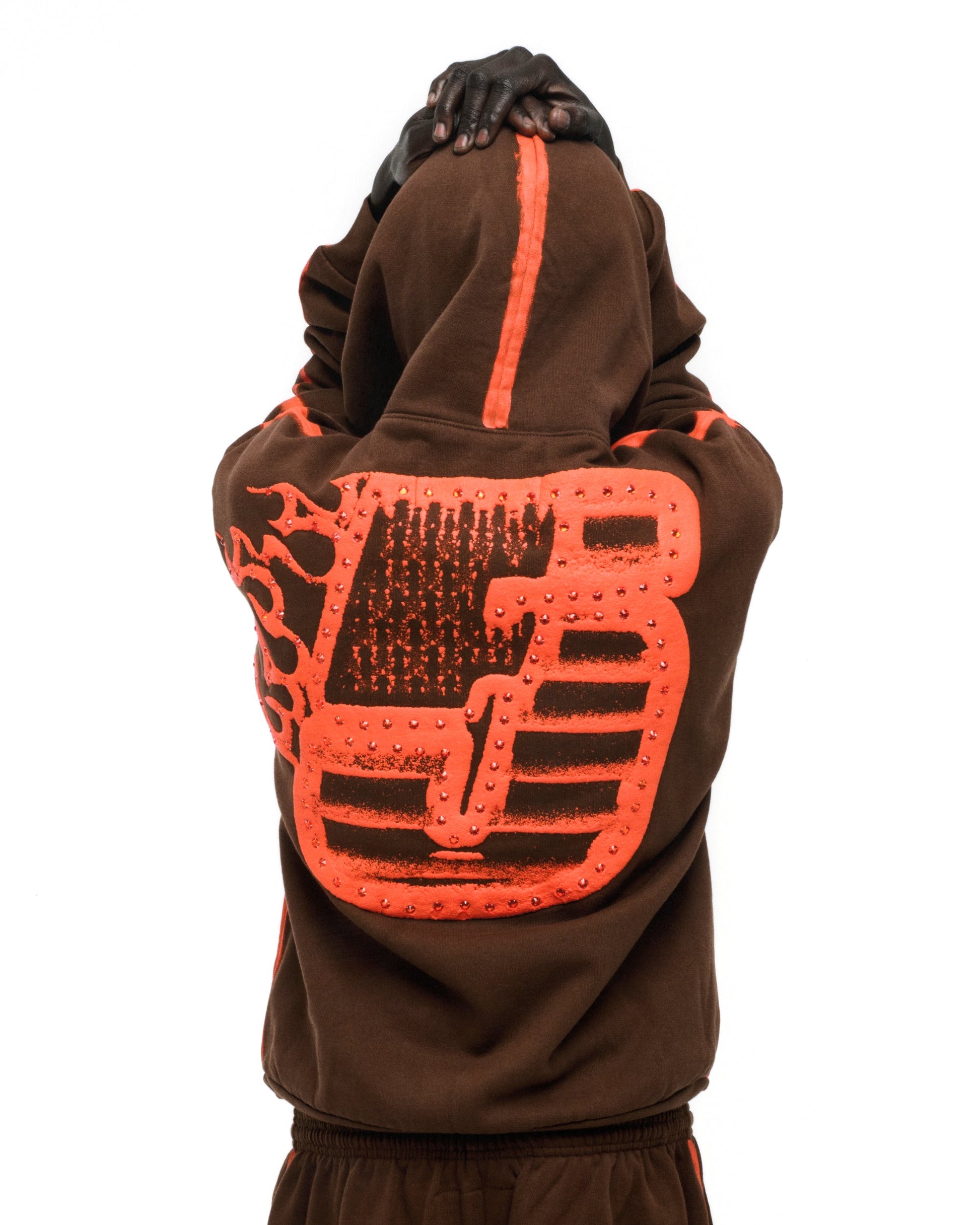 SP5DER Screaming Eagle Hoodie - Brown - Detail View 13