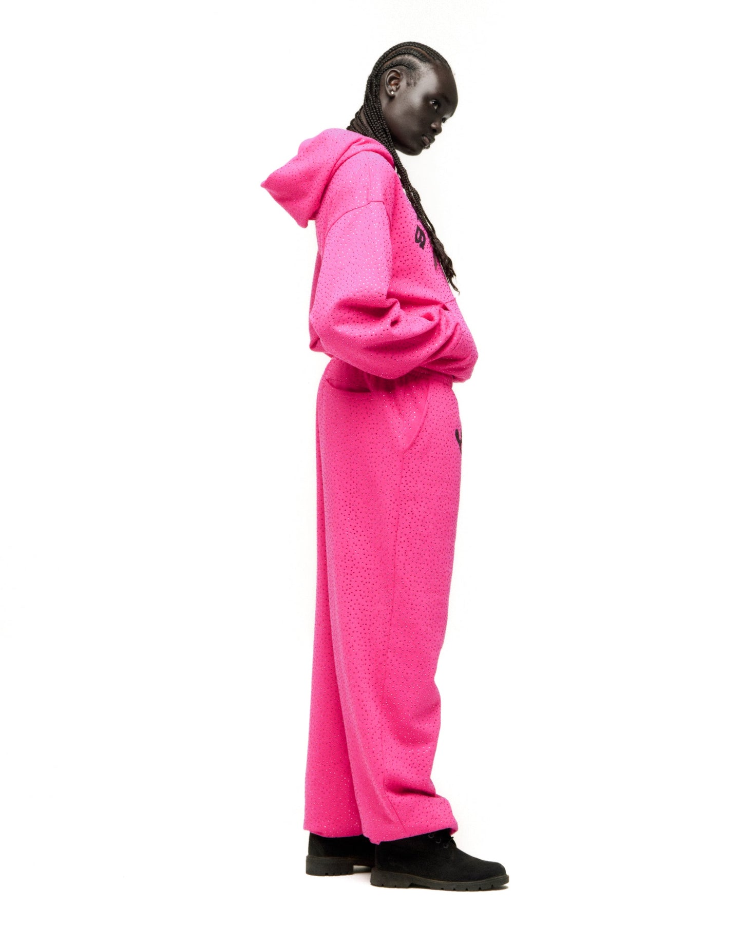 SP5DER VVS Rhinestone Hoodie - Pink - Detail View 8